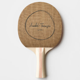 Brauner Jute Namen im gezeichneten Kreis Tischtennis Schläger
