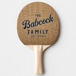 Brauner Jute Retro Familienname & Jahr Tischtennis Schläger