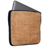 Brauner Jute-Stoffhintergrund oder Sackleinen Laptopschutzhülle (Vorne Rechts)