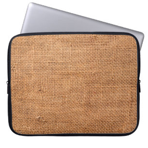 Brauner Jute-Stoffhintergrund oder Sackleinen Laptopschutzhülle