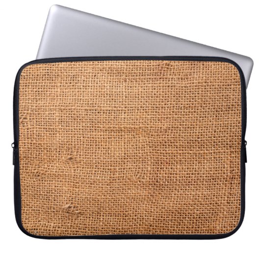 Brauner Jute-Stoffhintergrund oder Sackleinen Laptopschutzhülle (Vorderseite)
