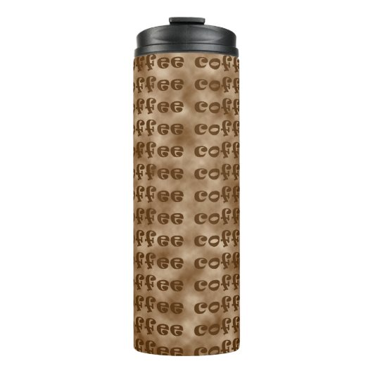 Brauner Kaffeetext Thermosbecher (Vorderseite)