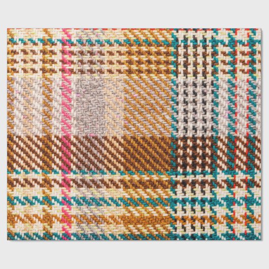 Brauner karierter Stoff mit farbigen Fäden. Scott Geschenkpapier (Flach)