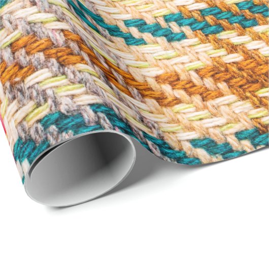 Brauner karierter Stoff mit farbigen Fäden. Scott Geschenkpapier (Rolleneckpunkt)