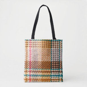Brauner karierter Stoff mit farbigen Fäden. Scott Tasche