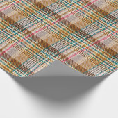 Brauner karierter Stoff, Schottische Wolle. Geschenkpapier (Ecke)