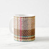 Brauner karierter Stoff, Schottische Wolle. Kaffeetasse (Vorderseite Links)