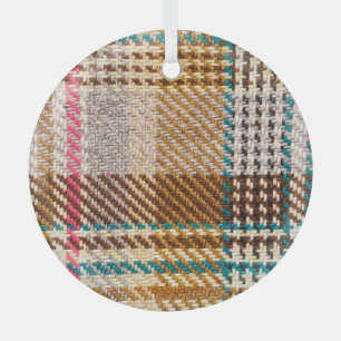 Brauner karierter Stoff, Schottische Wolle. Ornament Aus Glas