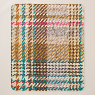Brauner karierter Stoff, Schottische Wolle. Sherpadecke