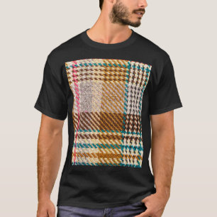 Brauner karierter Stoff, Schottische Wolle. T-Shirt