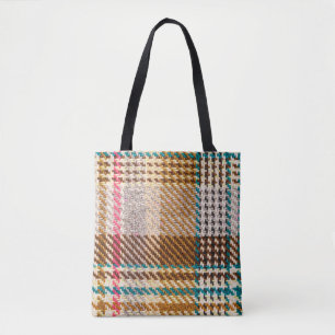 Brauner karierter Stoff, Schottische Wolle. Tasche
