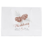 Brauner Kiefernkegel zeichnend Hochzeit große Gesc Geschenktüte (Rückseite)