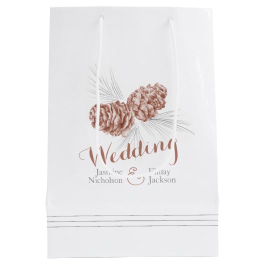 Brauner Kiefernzapfen zeichnend Gastgeschenk Hochz Mittlere Geschenktüte (Rückseite)