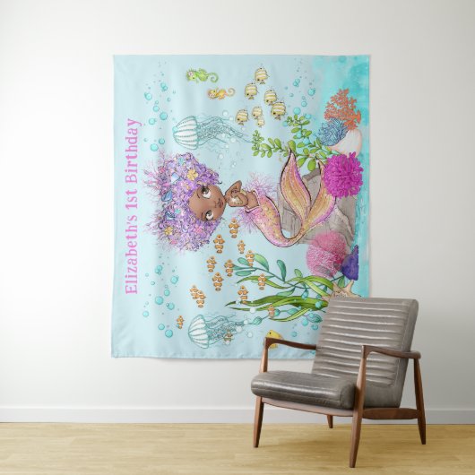 Brauner kleiner Meerjungfrau Wandteppich (Beispiel)