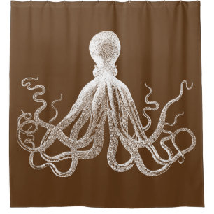 Brauner Kraken-Oktopus Duschvorhang