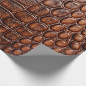 Brauner Krokodil Alligator Imitate Lederdrucken Geschenkpapier (Ecke)