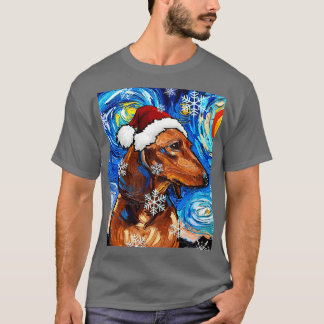 Brauner Kurzhaar-Dachshund Weihnachtsmann T-Shirt