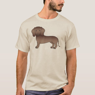 Brauner Kurzhaar-Dackel Süßer Cartoon-Hund T-Shirt