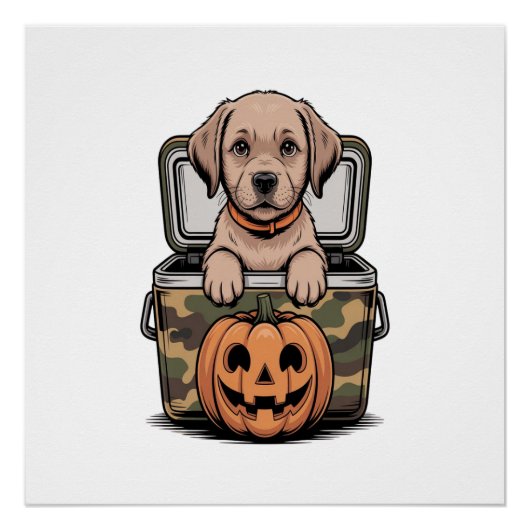 Brauner Labrado Hund Halloween Gruselig Poster (Vorderseite)