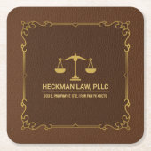 Brauner Leder Gold-Gerechtigkeitsskala Vintager Ra Rechteckiger Pappuntersetzer (Vorderseite)