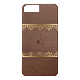 Brauner Leder- und Goldrahmen Case-Mate iPhone Hülle