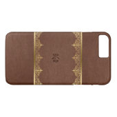 Brauner Leder- und Goldrahmen Case-Mate iPhone Hülle (Rückseite (Horizontal))