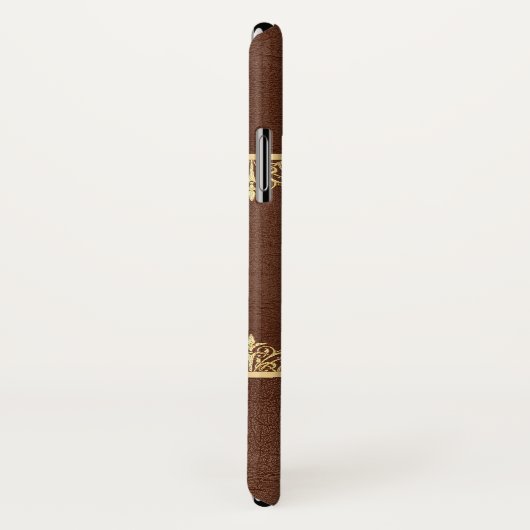 Brauner Leder- und Goldrahmen Case-Mate iPhone Hülle (Hinten/Rechts)