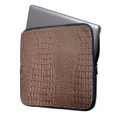 Brauner Lederuntergrund nah Makroski Laptopschutzhülle (Vorderseite Links)