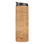 Brauner Leinenuntergrund oder Sacktuch Thermosbecher (Nach rechts gedreht)