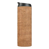 Brauner Leinenuntergrund oder Sacktuch Thermosbecher (Nach rechts gedreht)