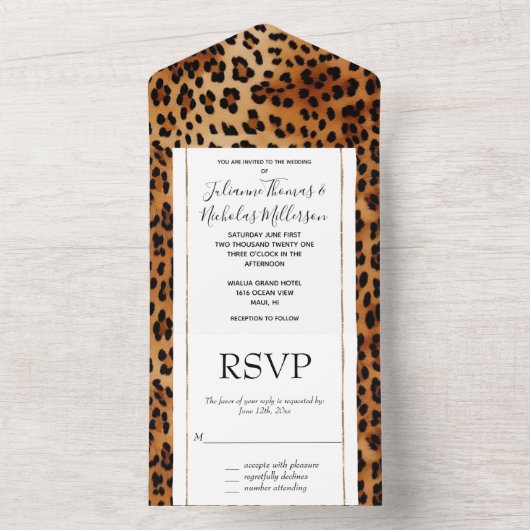 Brauner Leopard All In One Einladung (Innen Boden)