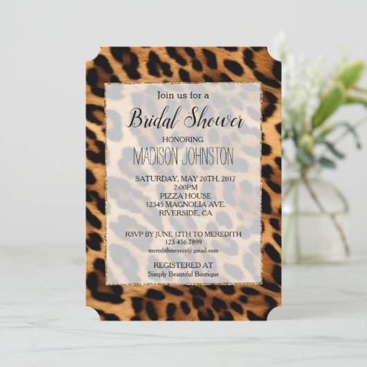 Brauner Leopard Einladung (Stehend Vorderseite)
