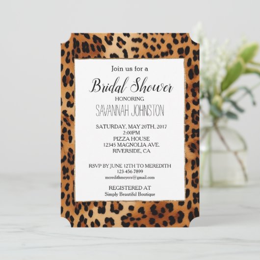 Brauner Leopard Einladung (Stehend Vorderseite)