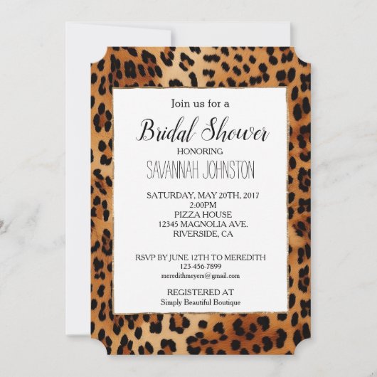 Brauner Leopard Einladung (Vorderseite)