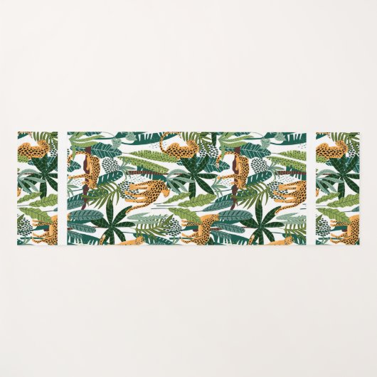 Brauner Leopard im tropischen Urwald Blätter Yoga Yogamatte (Vorderseite (Horizontal))