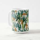Brauner Leopard in tropischen, üppigen Dschungel-B Kaffeetasse (Vorderseite Links)