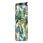 Brauner Leopard in tropischen, üppigen Dschungel-B Thermosbecher (Nach links gedreht)