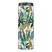 Brauner Leopard in tropischen, üppigen Dschungel-B Thermosbecher (Rückseite)