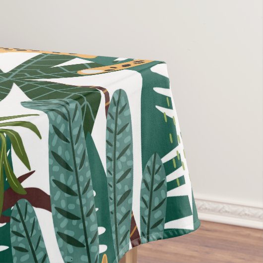 Brauner Leopard in tropischen, üppigen Dschungel-B Tischdecke (Beispiel)