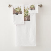 Brauner LKW Blume Bauernname Badhandtuch Set (Insitu)