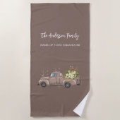 Brauner LKW Blume Bauernname Strandtuch (Vorderseite)