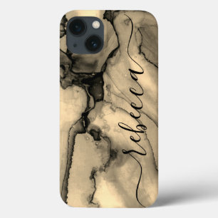 Brauner Marmor Abstrakt Personalisierter Schriftna Case-Mate iPhone Hülle