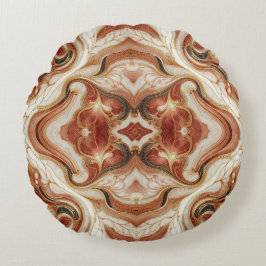 Brauner Marmor mit Goldverzierung Rundes Kissen