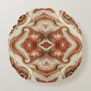 Brauner Marmor mit Goldverzierung Rundes Kissen