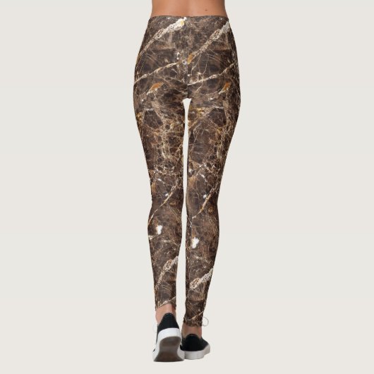 Brauner Marmor und Weiß Leggings (Rückseite)
