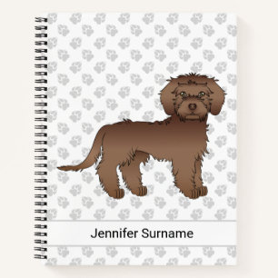 Brauner Mini Goldendoodle Cartoon-Hund & Text Notizblock