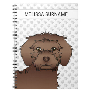 Brauner Mini Goldendoodle Cartoon-Hund & Text Notizblock