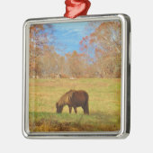Brauner Miniaturpony Silbernes Ornament (Links)