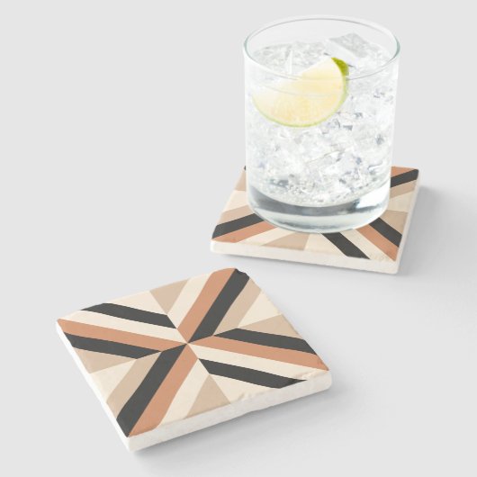 Brauner moderner geometrischer Farbblock Steinuntersetzer (Seitenansicht)