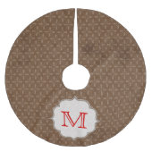 Brauner Muster-Winter-Monogramm-Initial-Tannenbaum Polyester Weihnachtsbaumdecke (Vorderseite)